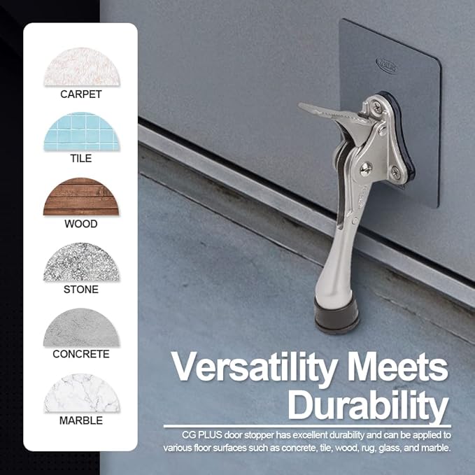 One-Touch Doorstop Adhesive Bracket (Satin Nickel, 4inch x 1pack)