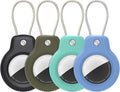 SPGUARD for AirTag Holder Case with Keychain, Air Tags-4 Pack for Apple Air Tag Holder with Wire Cable Lock Key Ring Chain Air Tagholder Accessories for GPS Item Tracker Kids,Keys,Luggage