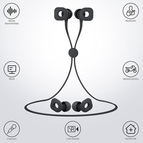 2 Pairs of Ear Plugs for Sleeping,Reusable Hearing Protection Earplugs with 8 Pairs Ear Tips & One Connector Cord,Soft Ear Plugs for Noise Reduction,Concert,Musician & Work - 25dB-30dB