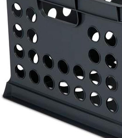 Sterilite Stackable Plastic Storage Crate Bin Organizer File Box with Handles for Home, Office, Dorm, Garage, or Utility Organization, Black, 6-Pack