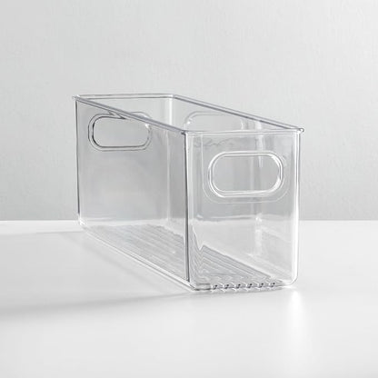 mDesign Plastic Long Stackable Storage Organizer Container, Organization Bin w/Handles for Kitchen, Pantry, Fridge, Freezer, Cabinet, Perfect to Hold Breast Milk - Ligne Collection - Clear