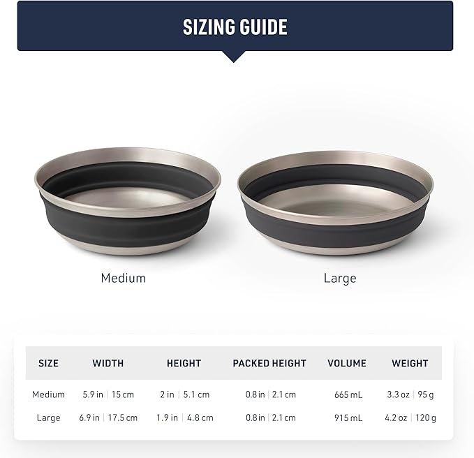 Sea to Summit Detour Stainless Steel Collapsible Bowl, Medium (22 fl oz), Bombay Brown