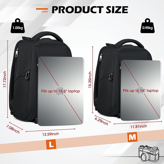 SDYSM Camera Bag Backpack Professional for DSLR SLR Mirrorless Camera Waterproof Laptop Back Pack 14 Inch with Rain Cover Anti Theft Travel Case Large Capacity Photography Backpack Black