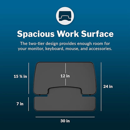 Vari VariDesk Essential Vertical Lift 30 Inch Standing Desk Converter - Compact Home Office Workstation for Laptop or Monitor + Keyboard Tray - Delivers Fully Assembled (Black)