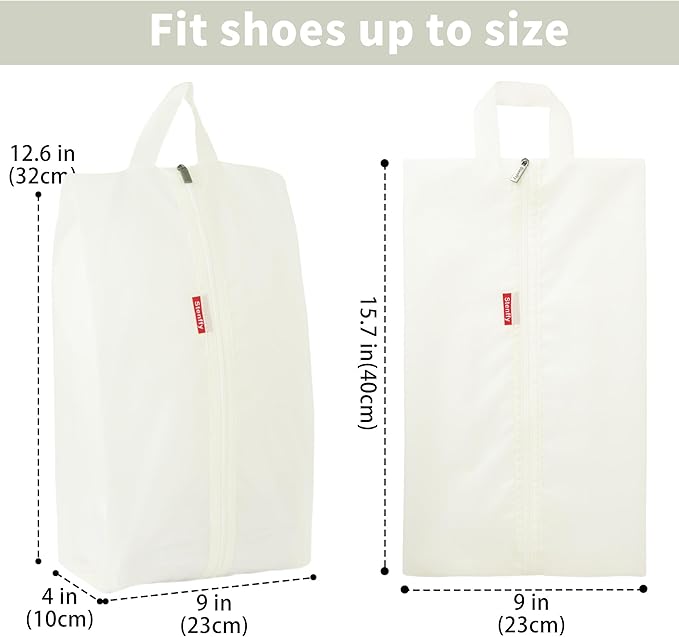 6pcs Portable Shoe Organizer, Travel Pouches with Zipper, Golf Shoe Bags, Clothes Bags, Soccer Cleats Bag Shoe Pouch for Gym, Waterproof, Odor-Resistant (White)