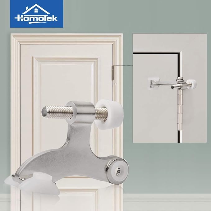 HOMOTEK 36 Pack Hinge Pin Satin Nickel Door Stopper,Adjustable Deluxe Heavy Duty Door Stopper 2-1/2"x1-3/4,with White Rubber Bumper Tips…