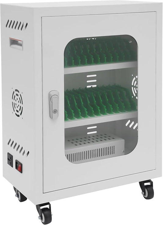 Cell Phone Charging Stations 30 Device Mobile Storage Cart with Wheels & Lock, Rechargeable Mobile Phones Charging Cabinet, Secure Phone Cabinet, for Classroom Office