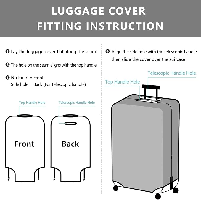 Travelkin Luggage Cover Washable Suitcase Cover Suitcase Protector Anti-scratch Suitcase cover Fits 18-32 Inch Luggage(XL for 29-32 Inch Luggage)