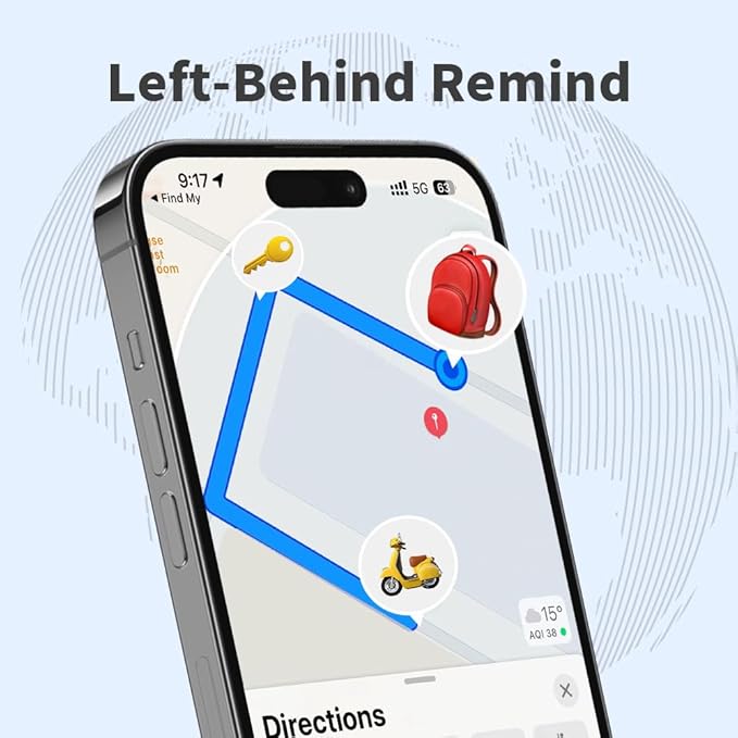 Air Tracker Tag, Smart Tracker Item Finders Compatible with Apple Find My, Bluetooth Smart Air Tag Key Finder Item Locator Worldwide Tracking for Pet Wallet Backpack Luggage, Black (iOS Only)