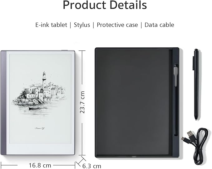 Android E-Ink ePaper Tablet, Paperwhite eBook Reader Digital Notebook for Note Taking, Drawing Paper White Graphics Notepad with Stylus and Case, Cloud Sync and Screen Casting - Model Mini 9.7" Silver