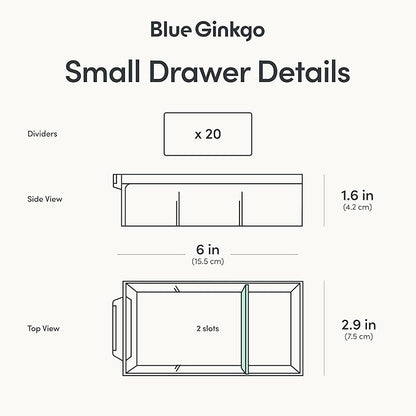 Blue Ginkgo Small 20-Drawer Cabinet – Stackable Clear Organizer for Hardware, Beads, Plastic Bricks, Office, and Craft Storage (Made in Korea, Gray)
