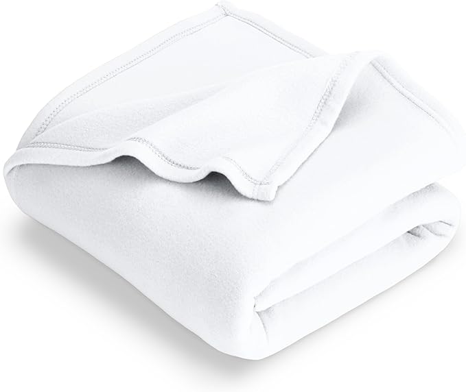 Bare Home Polar Fleece Blanket - Full/Queen - White - Warm & Cozy - Premium Fleece Throw for Bed, Sofa, Camping, Travel and Cold Nights - Lightweight Blanket (Full/Queen, White)