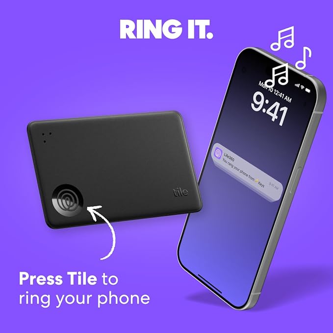 Tile by Life360 Slim - Wallet Finder, Bluetooth Tracker and Item Locator for Luggage Tags, Passports and More. Both iOS and Android Compatible. Phone Finder. 1-Pack (Pink Punch)
