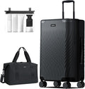 ECOHUB Hardside Expandable Carry On Luggage, Recycled PC 24" Rolling Luggage 26x16x11 Airline Approved with Spinner Wheels & TSA Lock, Lightweight Hardshell Travel Suitcase, 24inch Carry-on Black