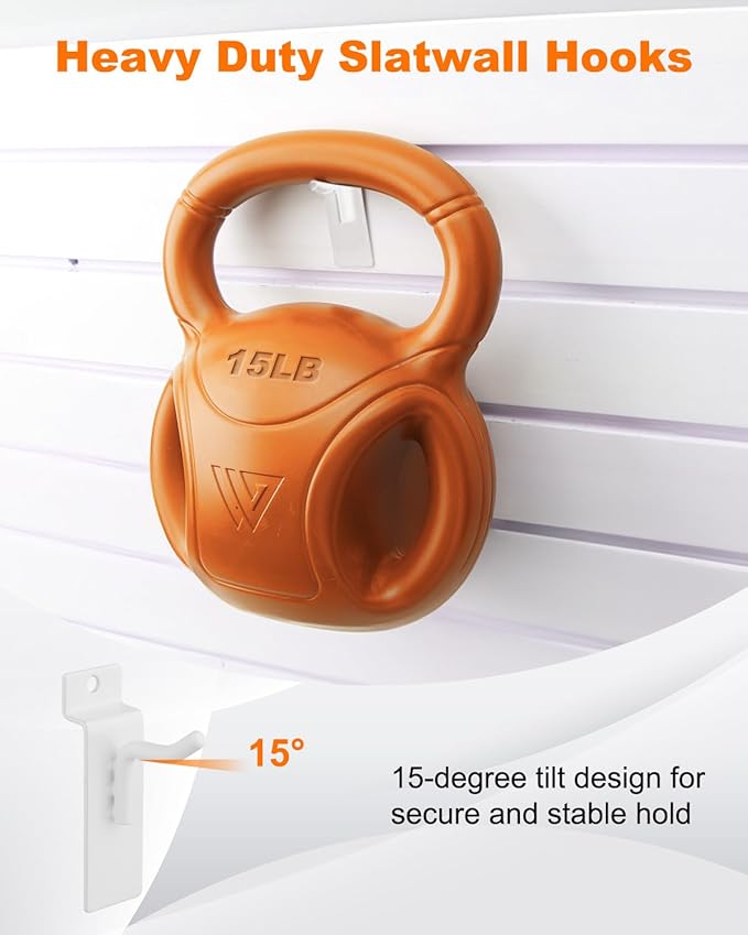 1" Slatwall Hooks, White, 30 Pack Slat Wall Paneling Display Hooks, Slatwall Accessories for Retail Home Efficient Storage