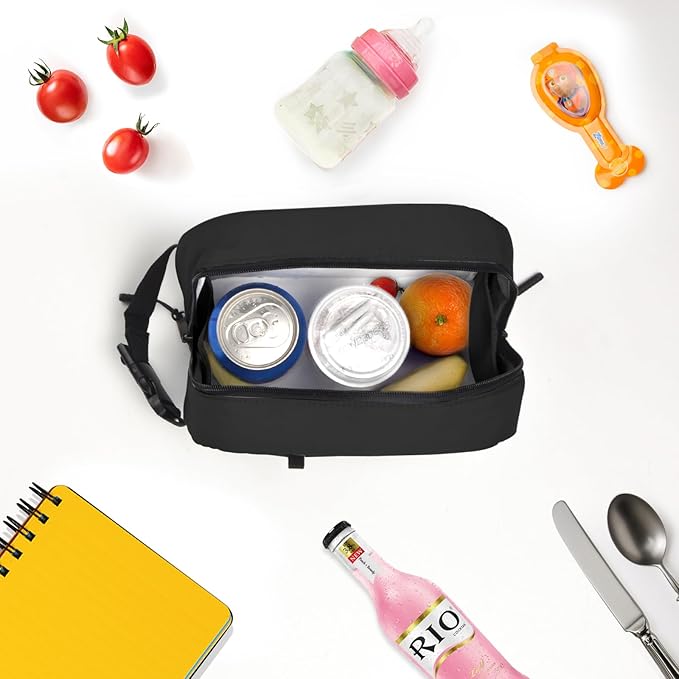 CERBONNY Small Cooler Bag Freezable Lunch for Work School Travel,Leak-proof Bag,Small Insulated For Kids/Adults,Freezer Bags,Freezable Snack Bag,Mini Fit Yogurt Black