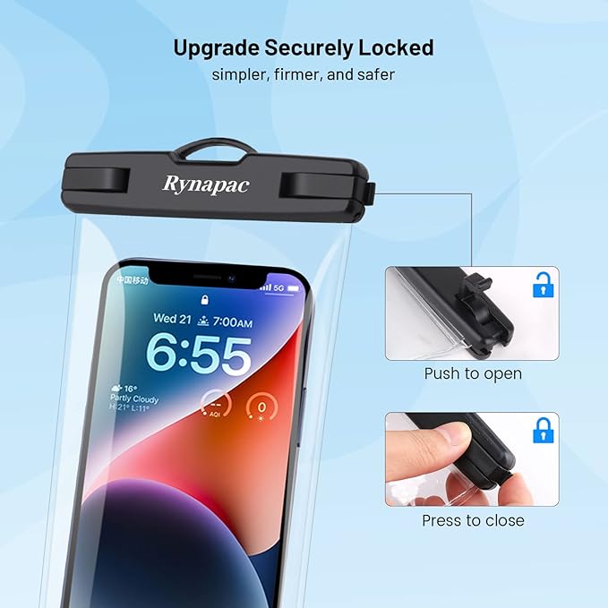 Waterproof Phone Pouch Bag - 8.5in WaterProof Cell Phone Case for Beach Travel Must Haves, Waterproof Phone Holder with Lanyard for iPhone 16 15 Pro Max Galaxy S24 S23 Ultra Pixel 8, Cruise Essentials