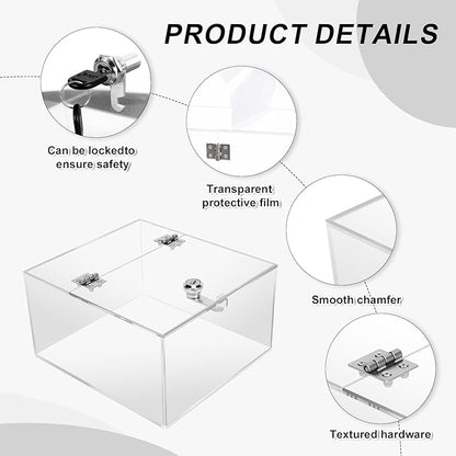 Acrylic Transparent Medicine Box，Medication Lock Box, Clear Medicine Storage Organizer & First Aid Box, for Home & Travel(Clear)