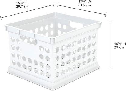 Sterilite Stackable Plastic Storage Crate Bin Organizer File Box with Handles for Home, Office, Dorm, Garage, or Utility Organization, White, 24-Pack