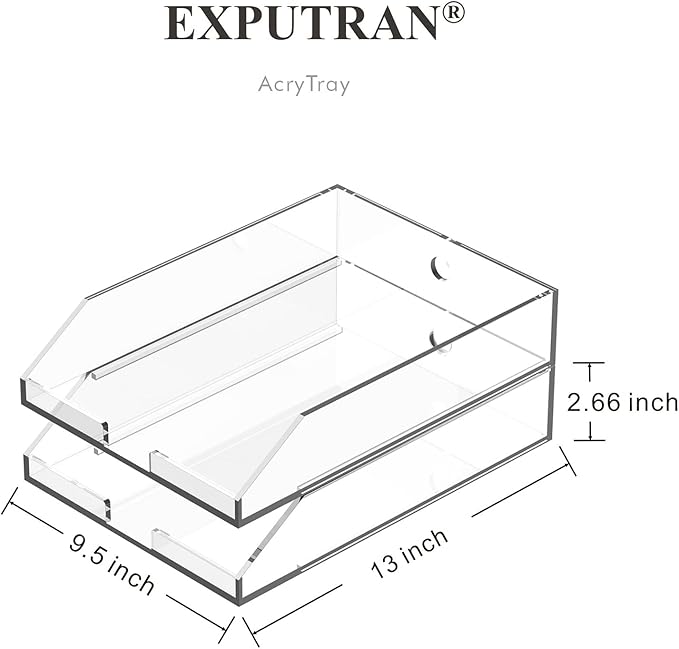 (2pcs Pack) Stackable Clear Acrylic Paper Trays, Desk File Organizer, A4 Paper Holder, Letter Tray
