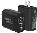 USB C Fast Charger Block, iPhone Charger Fast Charging Blocks 40W Multi Port Charger 4-Ports PD & QC Charging Cube Brick Power Adapter Type C Wall Chargers for iPhone 17/16/15/14/13/12 Pro Max, iPad
