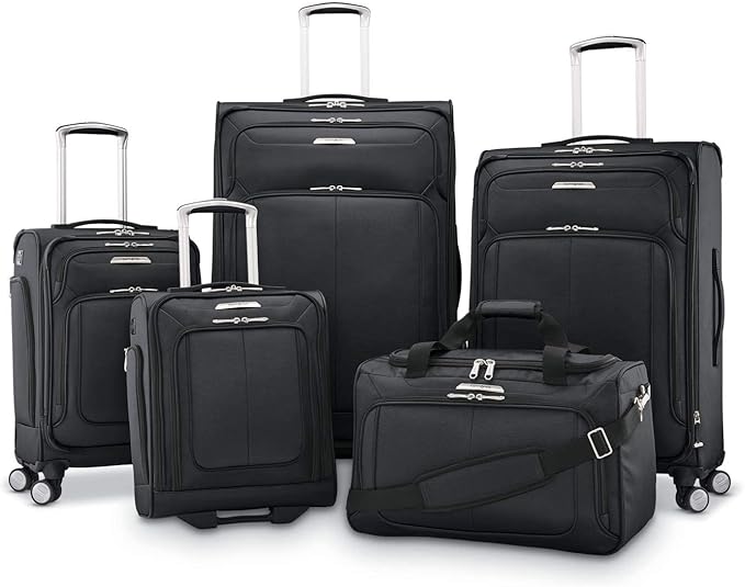 Samsonite Solyte DLX Softside Expandable Luggage with Spinner Wheels, Midnight Black, Checked-Large 29-Inch
