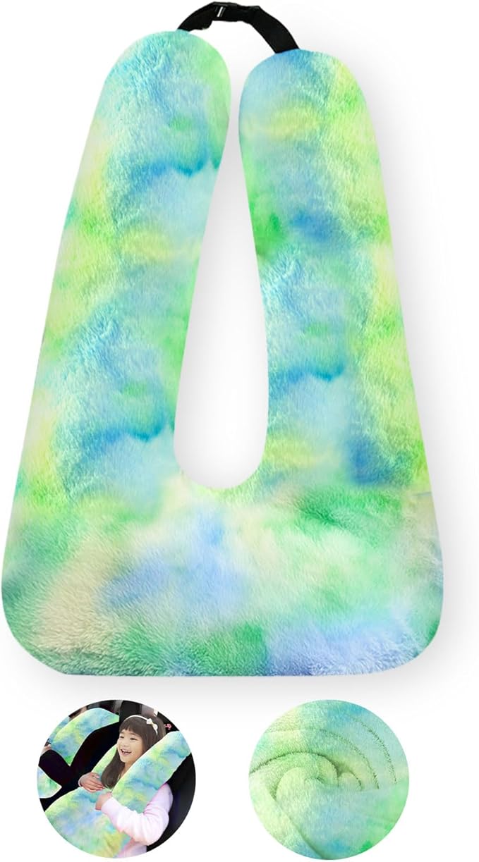 Travel Pillow, Travel Pillow for Kids, Sleeper Hold Pillow Travel, Removable U-Shaped Pillow for Adults and Children to Support Head and Body in The Back Seat of Long Car Trips (DCGreen)