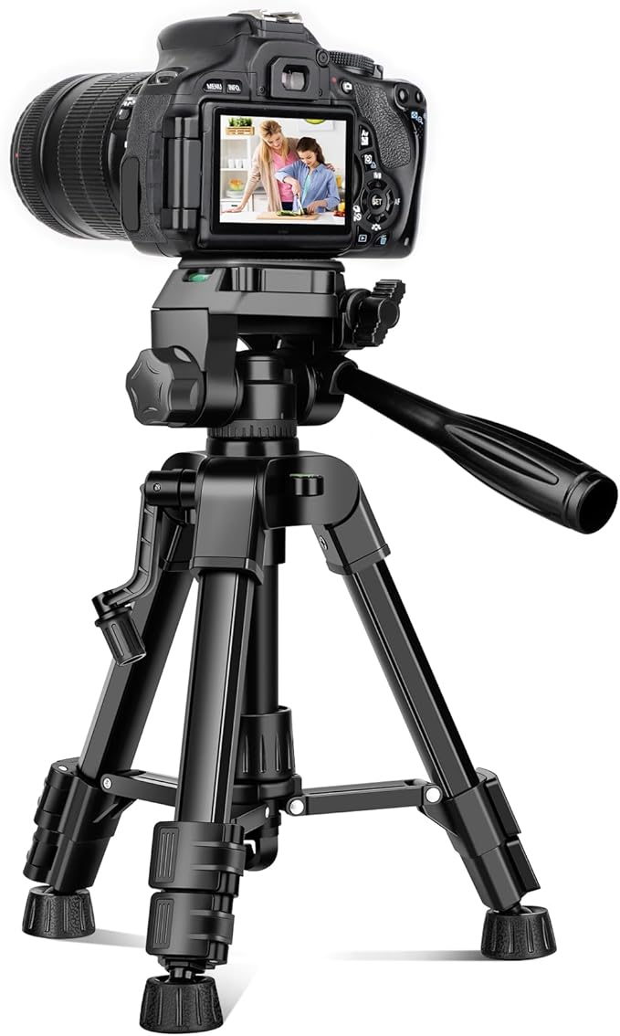 JOILCAN Mini Tripod for Camera, 25" Tabletop Camera Tripod, Portable Travel Tripod w/Phone & Tablet Holder, Lightweight Aluminum Tripods for DSLR Phone