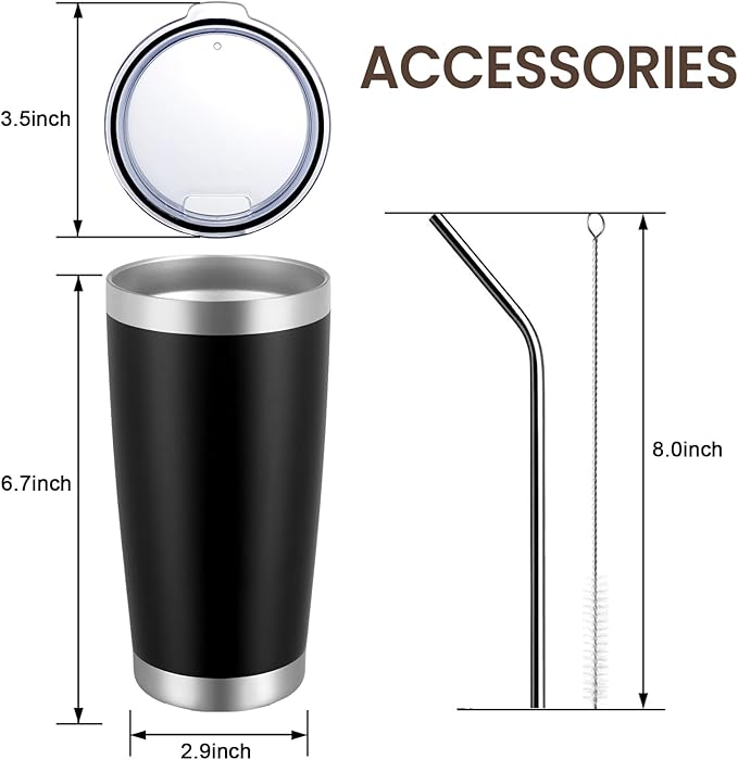 MEWAY 20oz Tumbler 8 Pack Double Wall Vacuum Insulated Travel Mug Bulk, Stainless Steel Tumblers with Lid and Straw, Durable Powder Coated Coffee Cups for Cold & Hot Drinks (Rose Gold, 8)