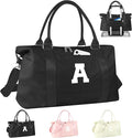 Initial Travel Duffel Bag Sports Gym Bag for Boys Teen Birthday Gifts,Black Personalized Weekender Bag Carry On Tote Bags for Men,Waterproof Overnight Luggage Bag Airplane Travel Essentials(Letter A)