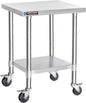 DuraSteel 24x24 NSF Stainless Steel Cart Work Table - Heavy Duty Rolling Food Prep Table - Metal Utility Cart on Wheels Caster, Grill Stand Microwave Outdoor Kitchen Tables Countertop Island Large Top