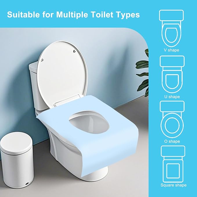 50 Packs Tear-Free Toilet Seat Covers Disposable for Adults and Kids, 16x24 Inch Waterproof Non-Slip Disposable Toilet Seat Cover for Travel, Public Toilet, Outdoors (Individual Package)