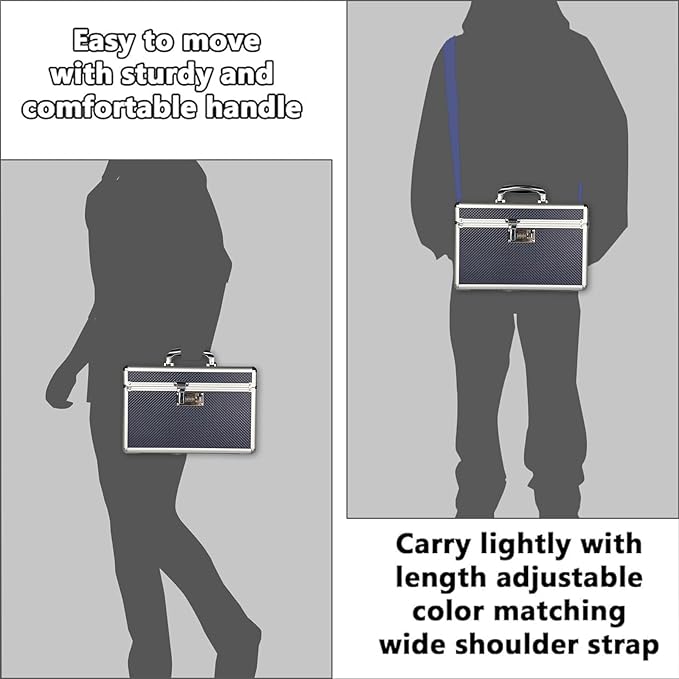 Storage Lock Box with Combination code, Lockable Medicine Storage Case, Empty First Aid Box, Security Lock Box, Multipurpose Lockbox for Home and Outdoor Use (Blue, Large)