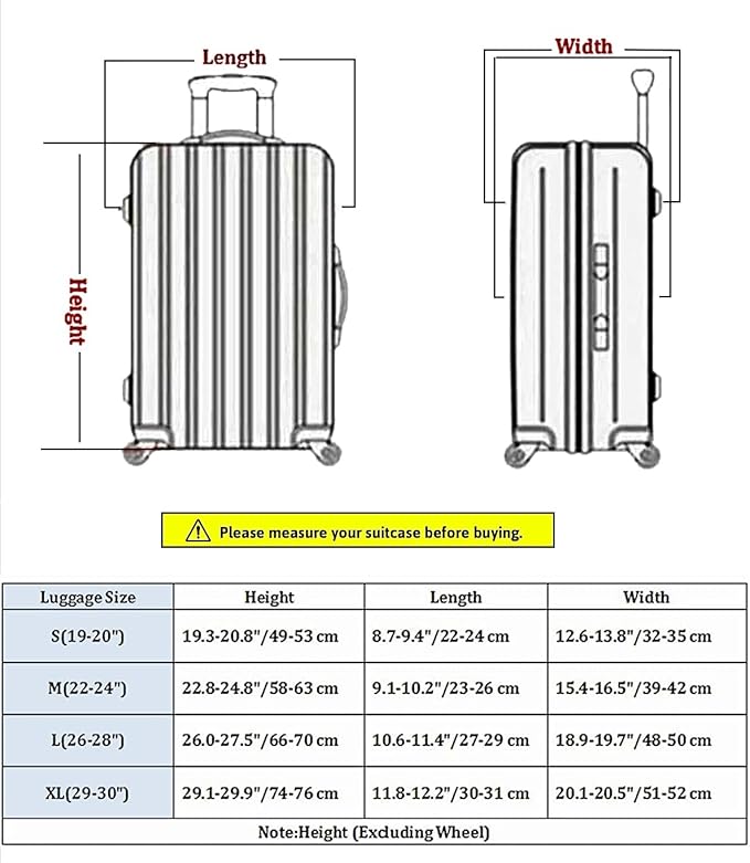 7-Mi Travel Luggage Protector Suitcase Cover 22"-24" Suitcase Dust Cover Size M