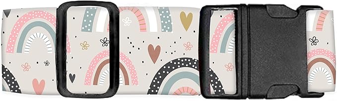 Luggage Straps for Suitcases Travel Belt Accessories, Cute Suitcase Strap, Adjustable Luggage Belt Strap, Heavy Duty with Quick-Release Buckle Luggage Strap Cute Boho Rainbows