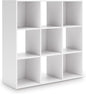 Signature Design by Ashley Onita Modern 3-Tier Floor Standing 9 Cube Organizer for Living Room, Wood, Works with 10.5" W x 10.5" D x 11" H Storage Bin (Sold Separately), White