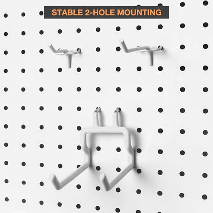 G.CORE 24-Pack Pegboard Hooks, 2" 4" Peg Board Tool Utility Hangers Fit 1/4" Pegboards, Heavy Duty Metal Shelving Brackets, Wall Organizers and Storage for Craft Room Garage Workbench Office (White)