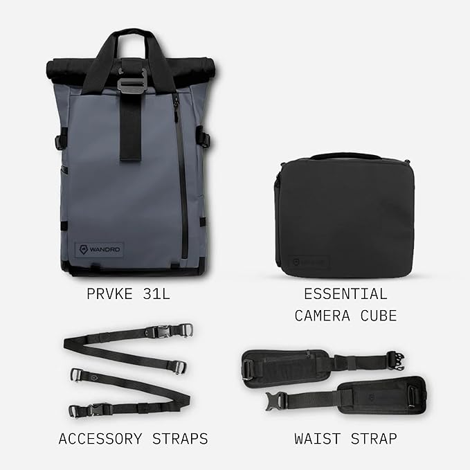 WANDRD PRVKE 31L, V3 Photography Bundle: Weather-Resistant Travel & Camera Backpack with Laptop Sleeve, Quick Side Access, Clamshell Opening – Ideal Photography & Travel Bag (Aegean Blue)