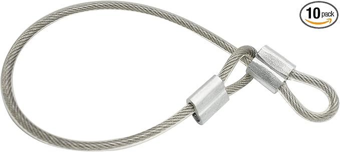 10 Pcs 5mm Wire 12 inch Vinyl Coated Stainless Steel Cable with Loops Short Wire Rope Lanyard Lock Security Chain Link for Outdoor Gates, Clear(5mm x 12 inch)