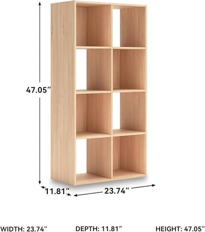Signature Design by Ashley Piperton Contemporary 4-Tier Floor Standing 8 Cube Organizer, Wood, Works with 10.5" W x 10.5" D x 11" H Storage Bin (Sold Separately), Light Brown