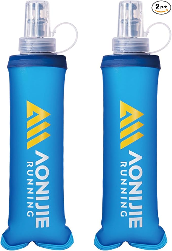 TRIWONDER Soft Flask Collapsible Water Bottles Running Bottle BPA-Free Foldable Handheld Runner Water Flask for Hydration Pack Marathon Hiking Cycling Climbing Travel (01# 250ml - Pack of 2)