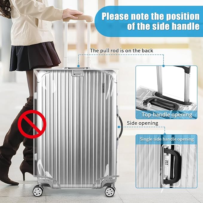 Yotako Clear PVC Suitcase Cover Tough Protector, 24 Inch Luggage Covers for Wheeled Suitcase 24"