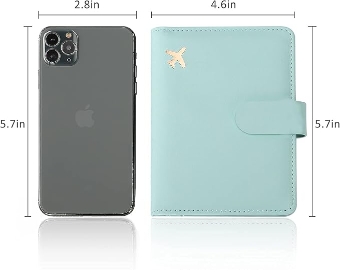 Melsbrinna Passport Holder,Passport Holder Card Slots,Cute Passport cover for Women/Men,Waterproof Rfid Blocking Travel Wallet (Pink Aqua green)