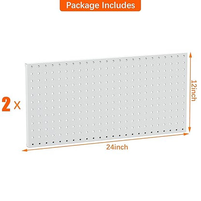 TORACK 2-Pack 12x24 inch Metal Pegboard Panels for Garage Wall, Tool Storage Pegboard for Workbench, Workshop, Tools Organizer Peg Board for Pegs(Grey)