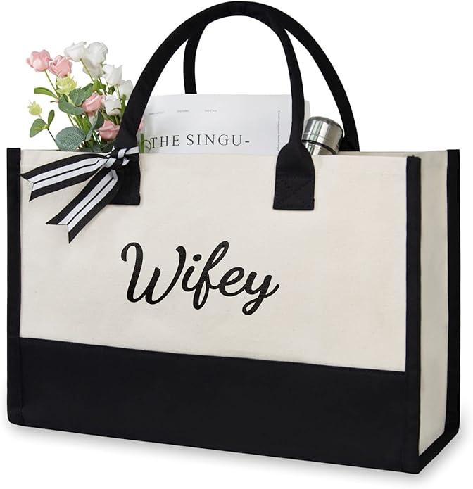 TOPDesign Canvas Tote Bag, Bridal Shower Gifts for Bride, Wedding Bachelorette Bride Gifts Shoulder Bag
