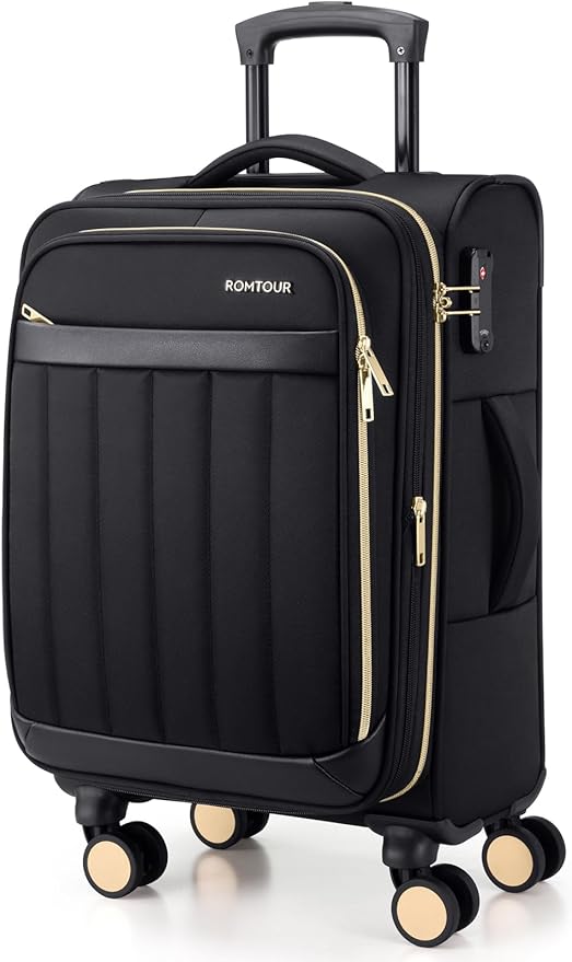 Softside Carry On Luggage 20 Inch Expandable Carry On Luggage 22x14x9 Airline Approved with Spinner Wheels & TSA Lock, Waterproof Large Capacity Suitcase Travel Bag for Men and Women