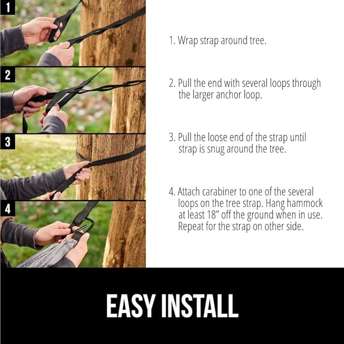 GORILLA GRIP Durable Portable Camping Hammock, Holds 500lbs with Heavy Duty Tree Straps, Comfortable Travel Swing, Camp Hammocks, Easy to Use and Install, Outdoor Essentials, Orange, 10x6.5 FT