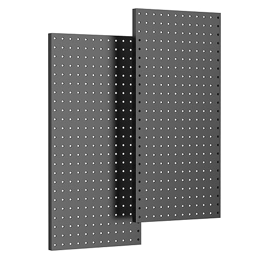 TORACK 2-Pack 12x24 inch Metal Pegboard Panels for Garage Wall, Tool Organizer Pegboard for Workbench, Workshop, Tool Storage Peg Board for Pegs(Black)