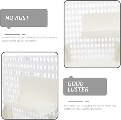 Wall Pegboard Storage Shelf White Plastic Organizer Rack for Hanging Wall Storage DIY Combination Holder for Keys Towels Toothbrushes Mini Pots