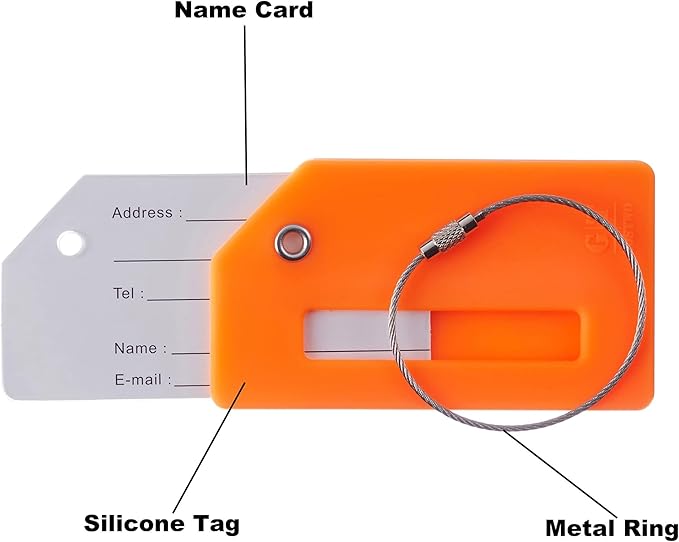 8 Pcs Luggage Tags for Suitcases, 26 Initial Letter Travel Luggage Baggage Identification Labels ID Tags Fully Bendable Tags with Stainless Steel Loop (Letter G, Colorful)